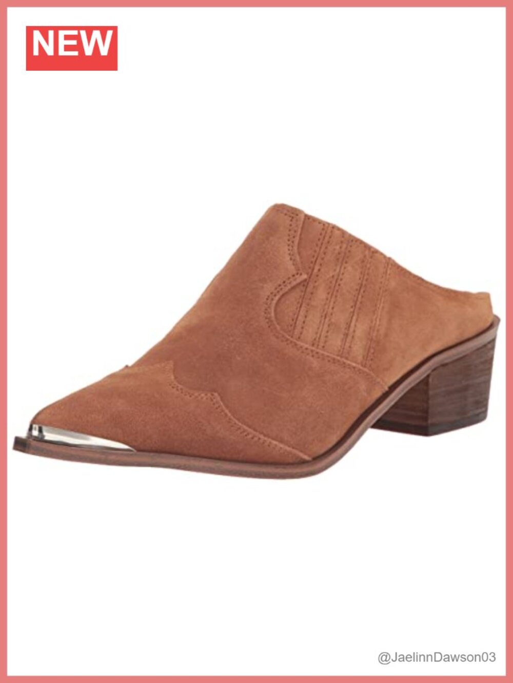 Western Stitch Suede Mule Block Heel Slip-On Shoes